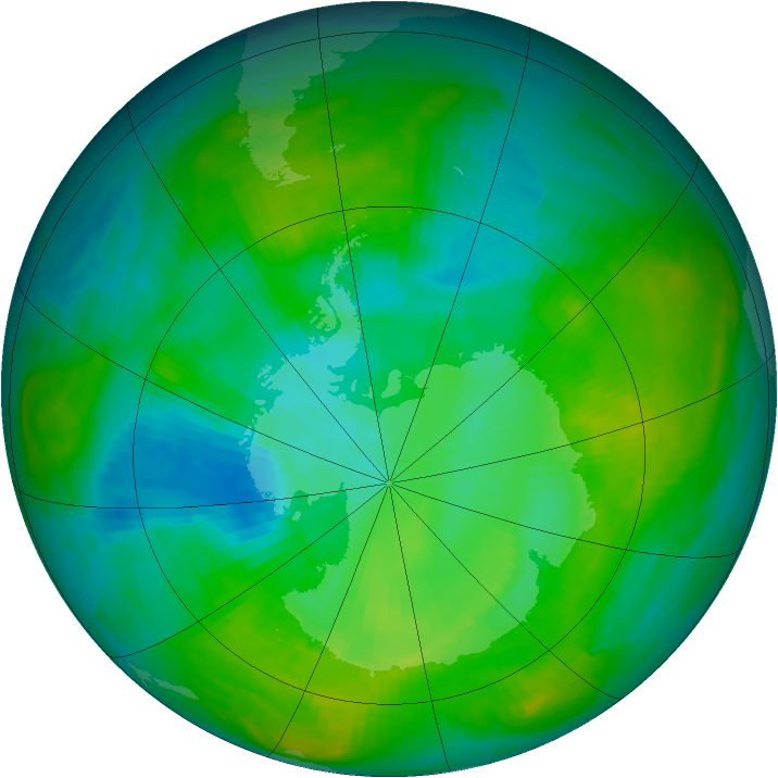 Antarctic ozone map for 08 February 1980
